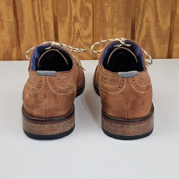 Ted Baker London Guri Mens Sz 10 Suede Wingtip Brogue Oxford Shoes Brown - Picture 9 of 11